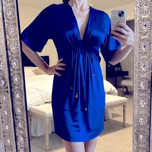 Roberto Cavalli Cobalt Blue Mono Dress Size 40/S Party Cocktail Event Dinner - Picture 1 of 11